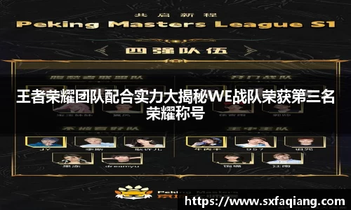 王者荣耀团队配合实力大揭秘WE战队荣获第三名荣耀称号